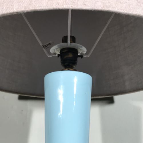 TEAL BLUE AND GILT CERAMIC LAMP - ADDITIONAL PHOTO 2