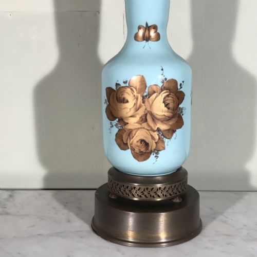 TEAL BLUE AND GILT CERAMIC LAMP - ADDITIONAL PHOTO 3