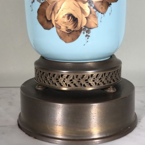 TEAL BLUE AND GILT CERAMIC LAMP - ADDITIONAL PHOTO 4