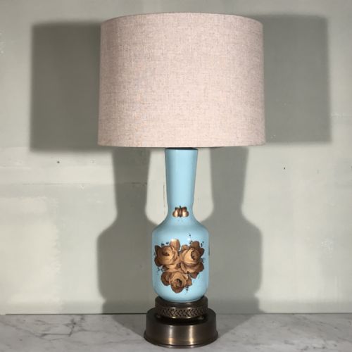 TEAL BLUE AND GILT CERAMIC LAMP - ADDITIONAL PHOTO 6