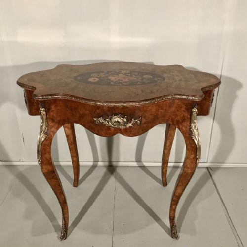 FRENCH BURR WALNUT AND MARQUETRY CENTRE TABLE WITH MOUNTS - ADDITIONAL PHOTO 7