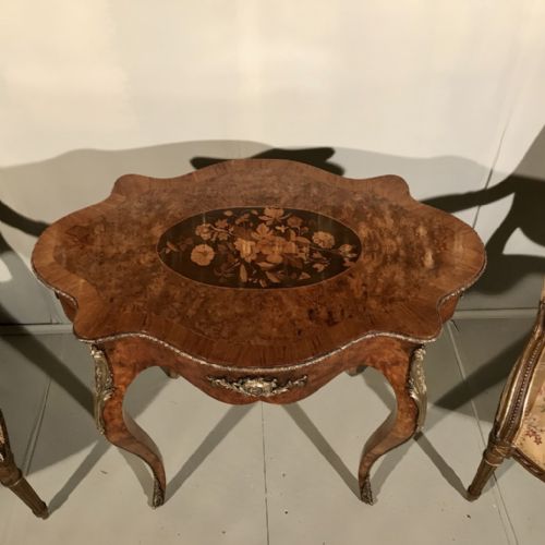 FRENCH BURR WALNUT AND MARQUETRY CENTRE TABLE WITH MOUNTS - ADDITIONAL PHOTO 8