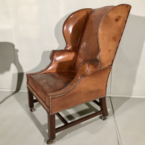 superb victorian leather wing armchair - CATEGORY: ANTIQUE CHAIRS - DATED 19TH CENTURY