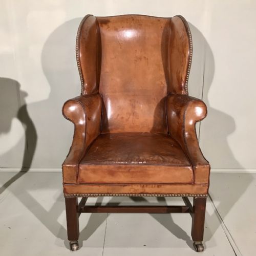 SUPERB VICTORIAN LEATHER WING ARMCHAIR - ADDITIONAL PHOTO 3