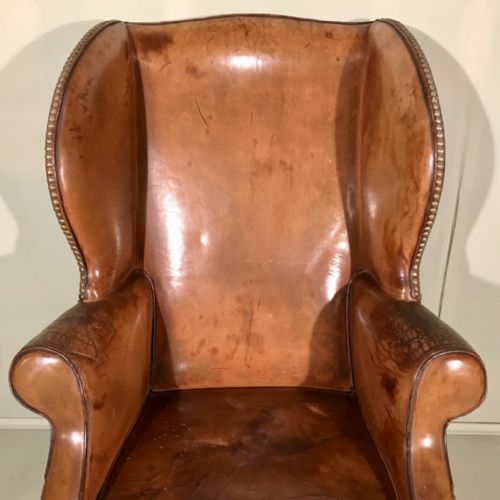 SUPERB VICTORIAN LEATHER WING ARMCHAIR - ADDITIONAL PHOTO 7
