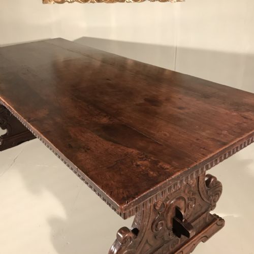 SOLID WALNUT ITALIAN TRESTLE TABLE 207CM LONG - ADDITIONAL PHOTO 4