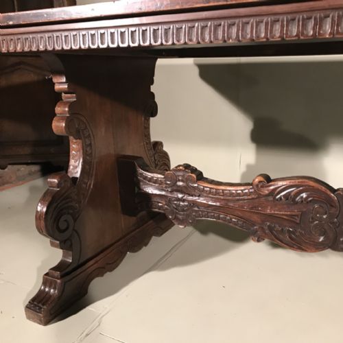 SOLID WALNUT ITALIAN TRESTLE TABLE 207CM LONG - ADDITIONAL PHOTO 6