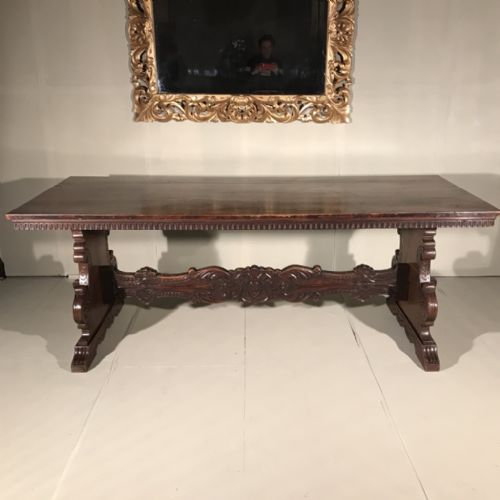 SOLID WALNUT ITALIAN TRESTLE TABLE 207CM LONG - ADDITIONAL PHOTO 7