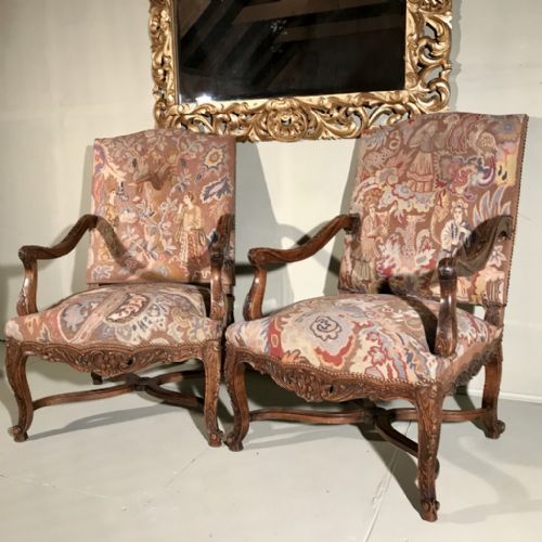 large pair of c19th french high back armchairs - CATEGORY: ANTIQUE CHAIRS - DATED 19TH CENTURY
