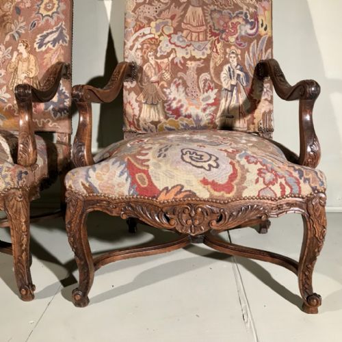 LARGE PAIR OF C19TH FRENCH HIGH BACK ARMCHAIRS - ADDITIONAL PHOTO 2