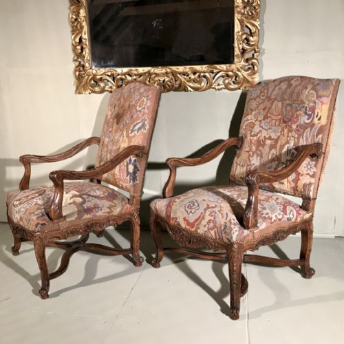 LARGE PAIR OF C19TH FRENCH HIGH BACK ARMCHAIRS - ADDITIONAL PHOTO 6