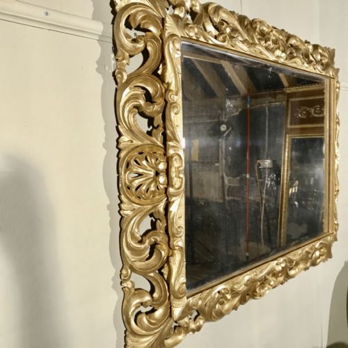 LARGE FRENCH C19TH CARVED GILT MIRROR 132CM - ADDITIONAL PHOTO 7