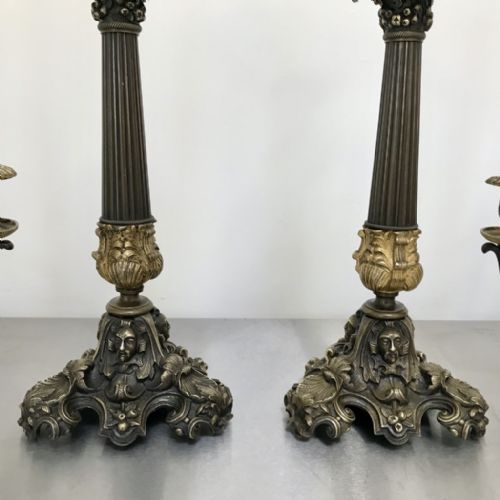 PAIR OF GILT BRONZE CONVERTING CANDELABRA CANDLESTICKS - ADDITIONAL PHOTO 8