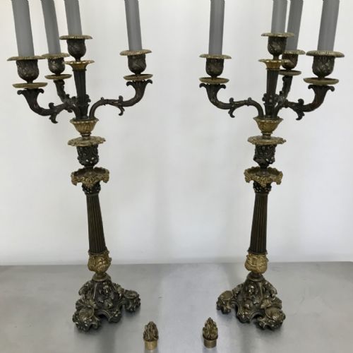 PAIR OF GILT BRONZE CONVERTING CANDELABRA CANDLESTICKS - ADDITIONAL PHOTO 10