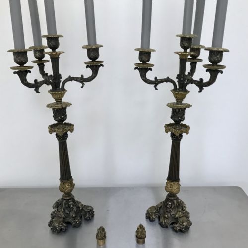 PAIR OF GILT BRONZE CONVERTING CANDELABRA CANDLESTICKS - ADDITIONAL PHOTO 11
