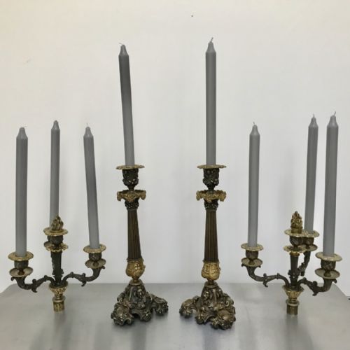 PAIR OF GILT BRONZE CONVERTING CANDELABRA CANDLESTICKS - ADDITIONAL PHOTO 13