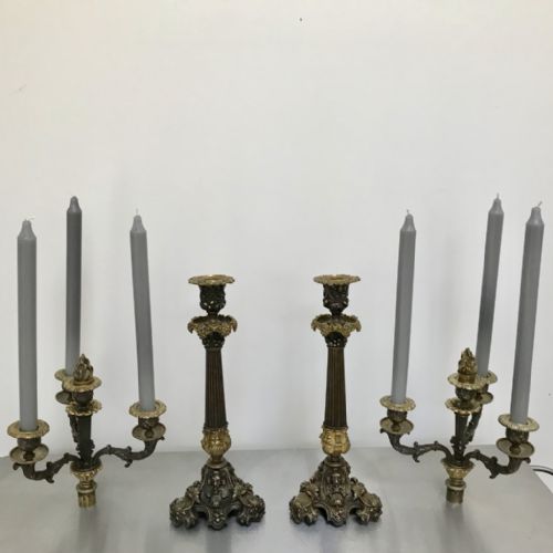 PAIR OF GILT BRONZE CONVERTING CANDELABRA CANDLESTICKS - ADDITIONAL PHOTO 15