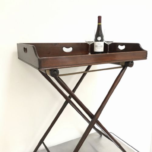 GEORGIAN BUTLERS TRAY ON BAMBOO EFFECT STAND - ADDITIONAL PHOTO 1