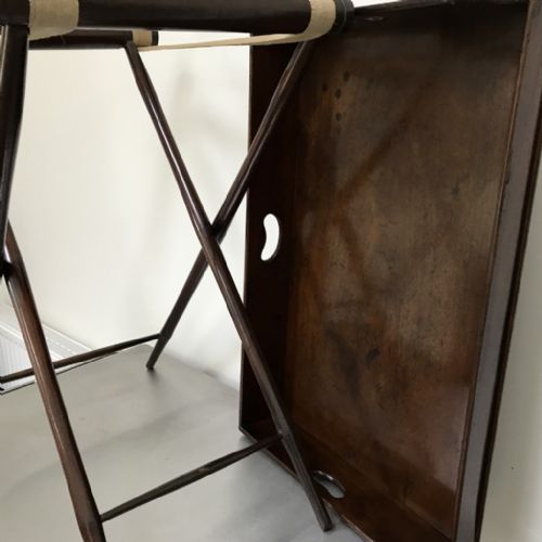 GEORGIAN BUTLERS TRAY ON BAMBOO EFFECT STAND - ADDITIONAL PHOTO 2