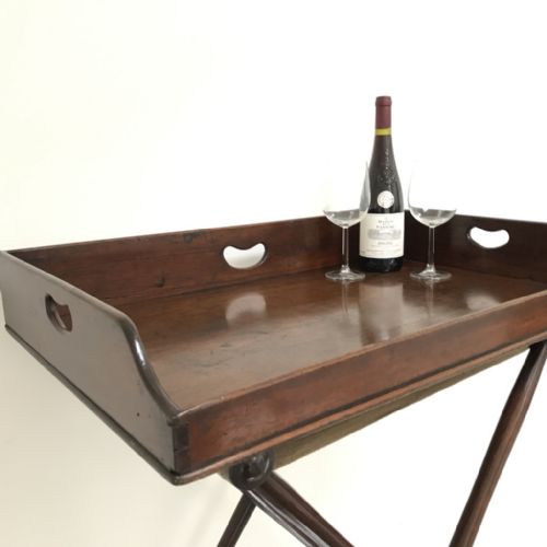 GEORGIAN BUTLERS TRAY ON BAMBOO EFFECT STAND - ADDITIONAL PHOTO 8