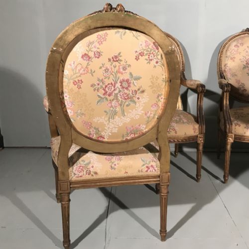 RARE SET OF 4 FRENCH LATE C19TH GILT ARMCHAIRS - ADDITIONAL PHOTO 5