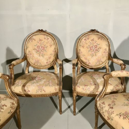 RARE SET OF 4 FRENCH LATE C19TH GILT ARMCHAIRS - ADDITIONAL PHOTO 2