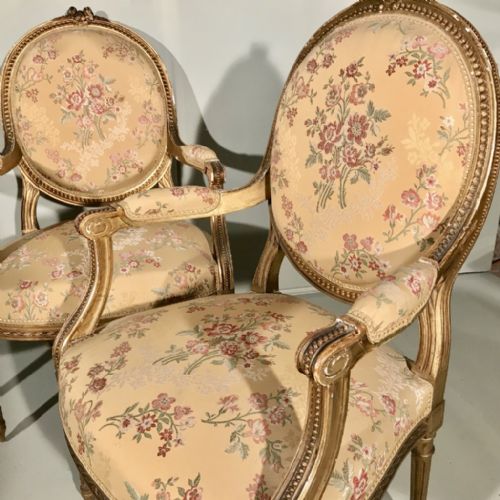 RARE SET OF 4 FRENCH LATE C19TH GILT ARMCHAIRS - ADDITIONAL PHOTO 4