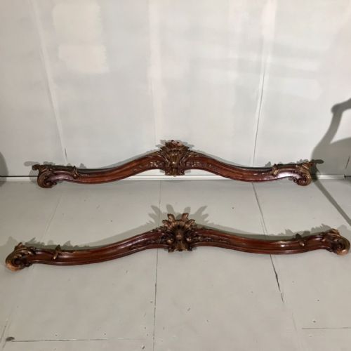 pair of french louis xv style walnut and gilt pelmets - CATEGORY: ANTIQUE MISCELLANEOUS - DATED 1900