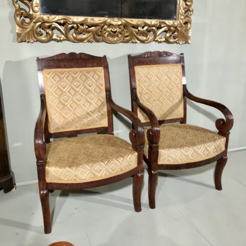 pair of fully restored french empire armchairs - CATEGORY: ANTIQUE CHAIRS - DATED 19TH CENTURY