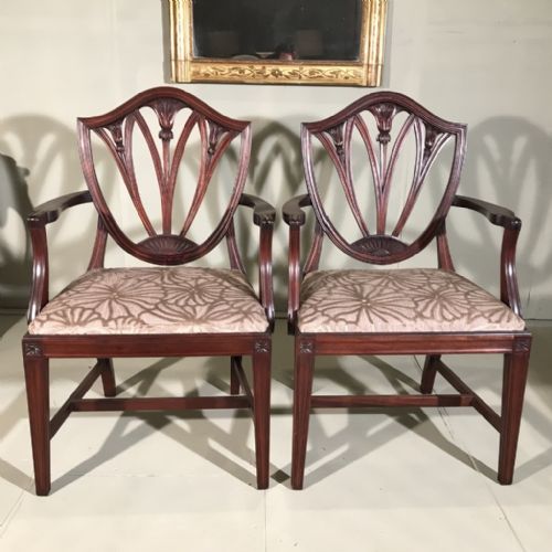 pair of french c19th mahogany carver chairs - CATEGORY: ANTIQUE CHAIRS - DATED 19TH CENTURY