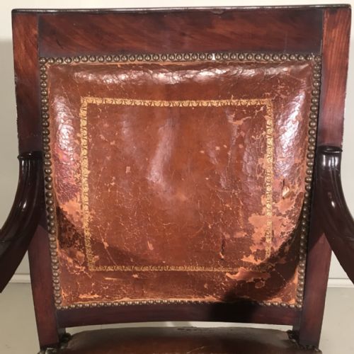EARLY C19TH FRENCH LEATHER DESK CHAIR IN EMPIRE STYLE - ADDITIONAL PHOTO 5