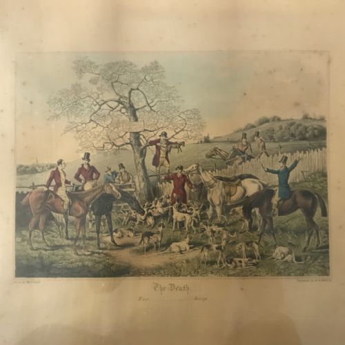 SET OF 4 HUNTING ENGRAVINGS IN BIRDS EYE MAPLE FRAMES - ADDITIONAL PHOTO 3