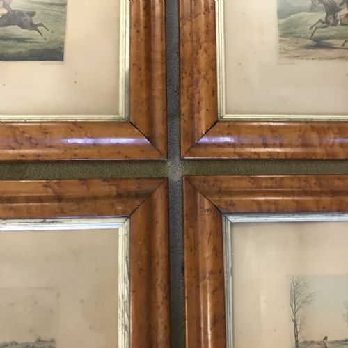SET OF 4 HUNTING ENGRAVINGS IN BIRDS EYE MAPLE FRAMES - ADDITIONAL PHOTO 5