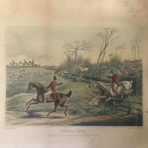 SET OF 4 HUNTING ENGRAVINGS IN BIRDS EYE MAPLE FRAMES - ADDITIONAL PHOTO 7