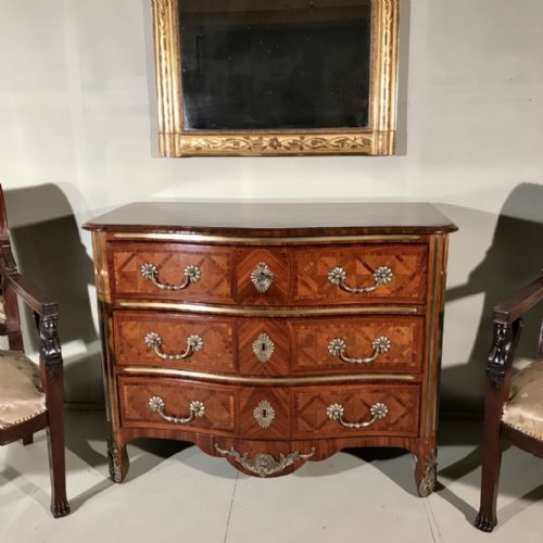 FRENCH KINGWOOD PARQUETRY SERPENTINE COMMODE CHEST OF DRAWERS - ADDITIONAL PHOTO 9