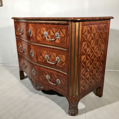 FRENCH KINGWOOD PARQUETRY SERPENTINE COMMODE CHEST OF DRAWERS - ADDITIONAL PHOTO 12