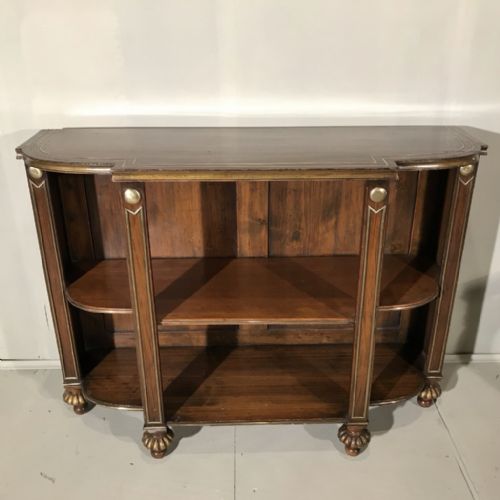 regency style low breakfront bookcase with brass inlay - CATEGORY: ANTIQUE SIDEBOARDS - DATED 1900