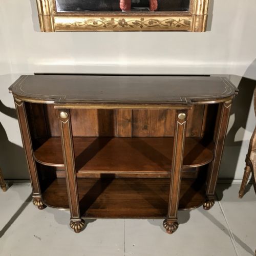 REGENCY STYLE LOW BREAKFRONT BOOKCASE WITH BRASS INLAY - ADDITIONAL PHOTO 2