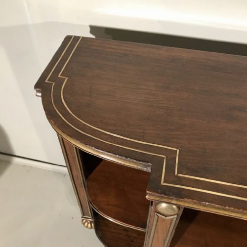 REGENCY STYLE LOW BREAKFRONT BOOKCASE WITH BRASS INLAY - ADDITIONAL PHOTO 5