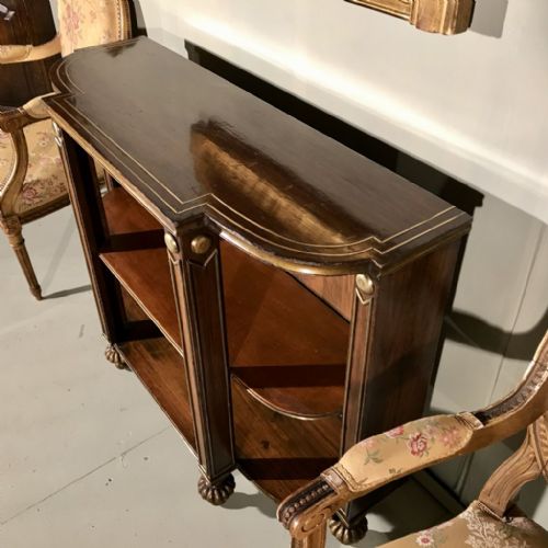 REGENCY STYLE LOW BREAKFRONT BOOKCASE WITH BRASS INLAY - ADDITIONAL PHOTO 6