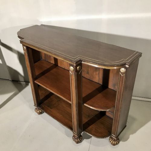 REGENCY STYLE LOW BREAKFRONT BOOKCASE WITH BRASS INLAY - ADDITIONAL PHOTO 7