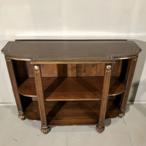 REGENCY STYLE LOW BREAKFRONT BOOKCASE WITH BRASS INLAY - ADDITIONAL PHOTO 8