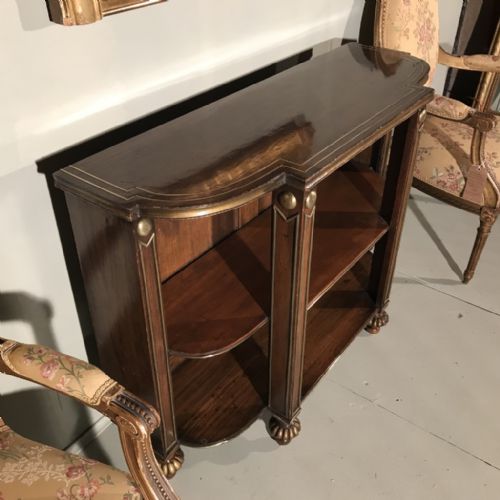 REGENCY STYLE LOW BREAKFRONT BOOKCASE WITH BRASS INLAY - ADDITIONAL PHOTO 10