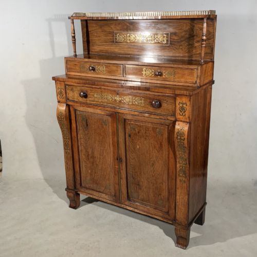 Regency Rosewood and Brass Inlaid Chiffonier