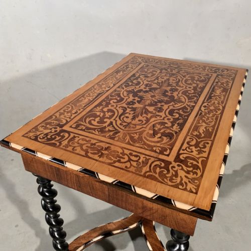 fig 3. Dutch marquetry with bone and ebony inlay side table