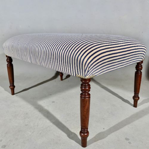 georgian centre footstool with traditional ticking - CATEGORY: ANTIQUE STOOLS - DATED GEORGIAN