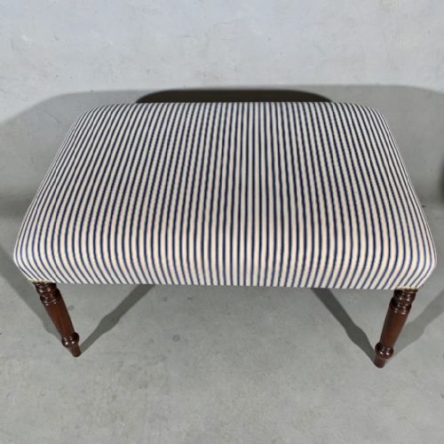 GEORGIAN CENTRE FOOTSTOOL WITH TRADITIONAL TICKING - ADDITIONAL PHOTO 2
