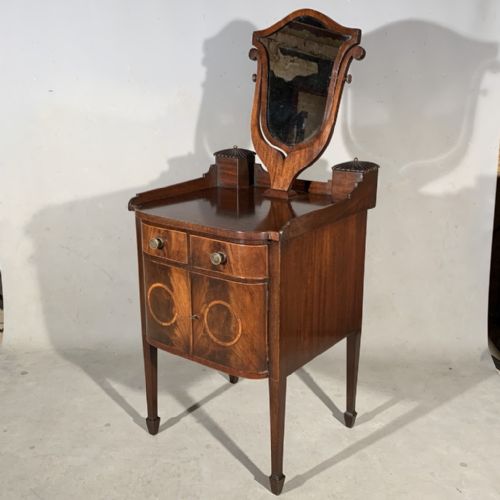 georgian bow fronted dressing cabinet - CATEGORY: ANTIQUE DRESSING TABLES - DATED GEORGIAN