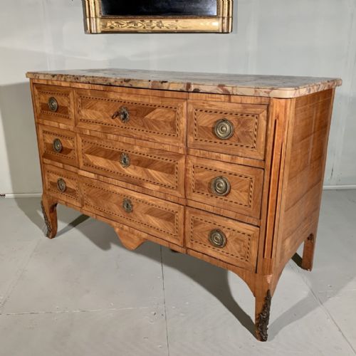 early c19th french commode with breche d'alep marble - CATEGORY: ANTIQUE CHEST OF DRAWERS - DATED 1800