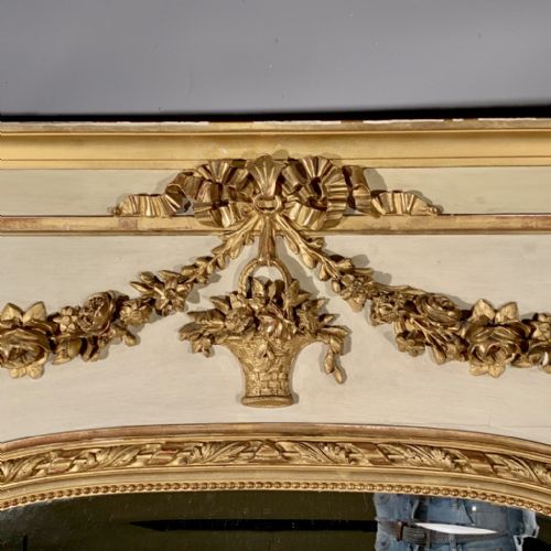 FRENCH PAINT AND GILT TRUMEAU MIRROR WITH ORIGINAL GLASS - ADDITIONAL PHOTO 2